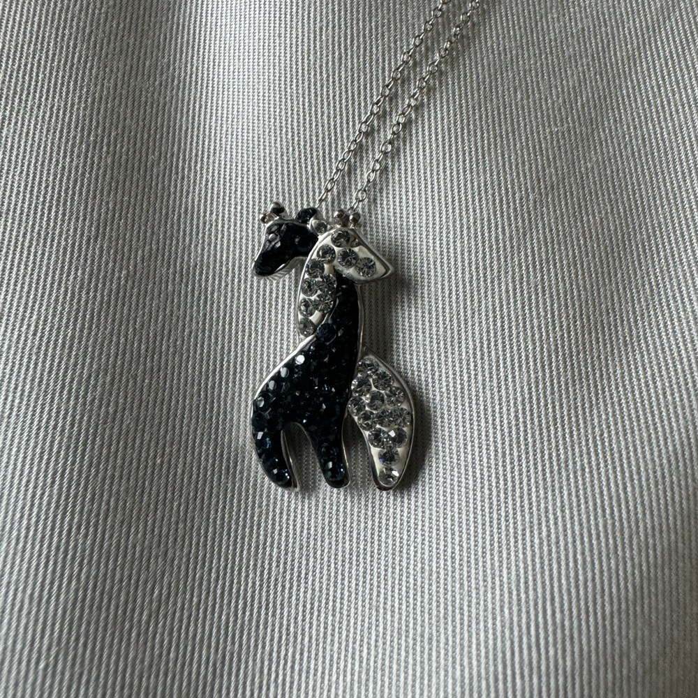 Black and Silver Giraffe Pendant Necklace